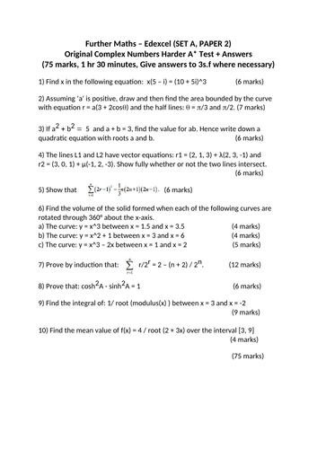 Core Pure A* Test - Further Math (Set A, Paper 2)