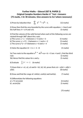 Core Pure A* Test - Further Math (Set B, Paper 2)