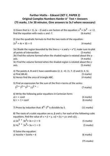 Core Pure A* Test - Further Math (Set C, Paper 2)