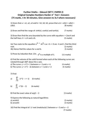2026 Core Pure A* Test - Further Math (Set F, Paper 2)