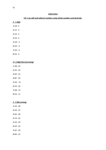 Home Learning Primary Maths Pack