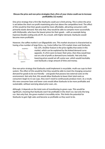 Price and non-price strategies to increase profitability - Economics A* Answer