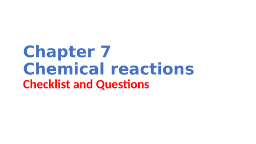 IGCSE Chemistry Chapter 7 Chemical reactions