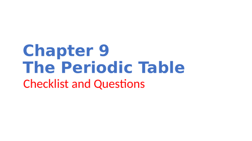 IGCSE Chemistry Chapter 9 The Periodic Table
