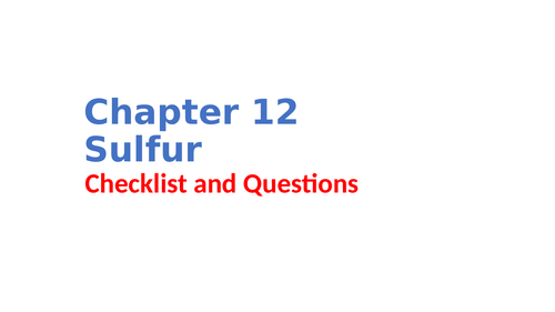 IGCSE Chemistry Chapter 12 Sulfur