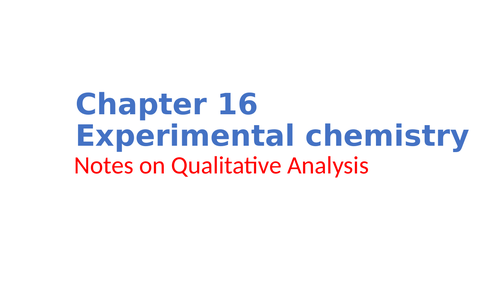 IGCSE Chemistry Chapter 16 Experimental chemistry