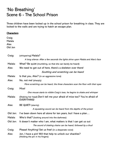 Play Script Example - No Breathing in Class