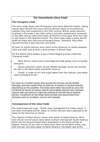 Literatures of Slavery and its Impact - Extracts