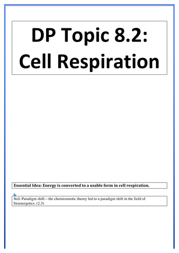 IBDP biology 2016 topic 8.2 cell respiration workbook