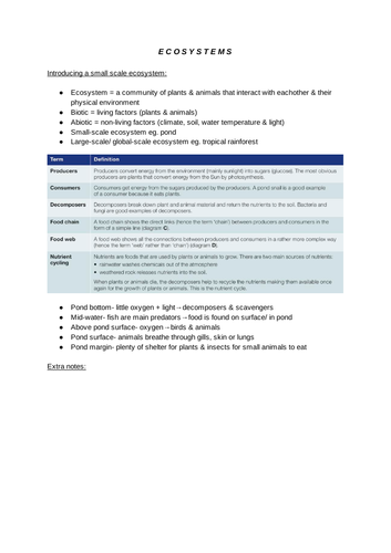 GCSE Geography- Ecosystems (Physical)