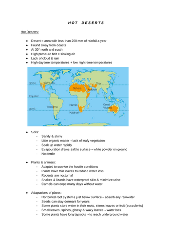 GCSE Geography- Hot deserts & UK landscapes (Physical)