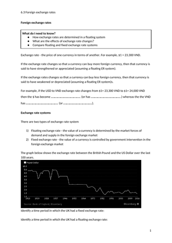 iGCSE Economics. Unit 6. Topic 3: Exchange rates