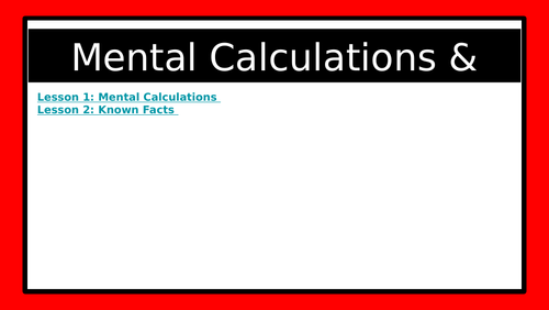 Autumn 1 Week 6 Mental Calculations