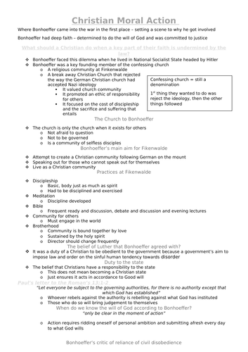 Christian Moral Action full revision notes - Christianity - OCR