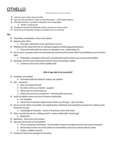 Manipulation and control in Othello