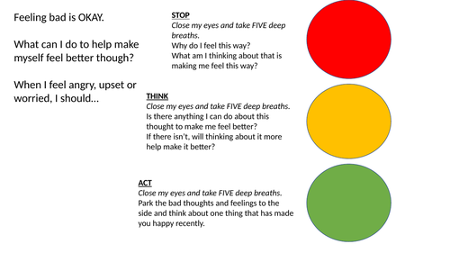 Traffic Light - managing anxiety poster