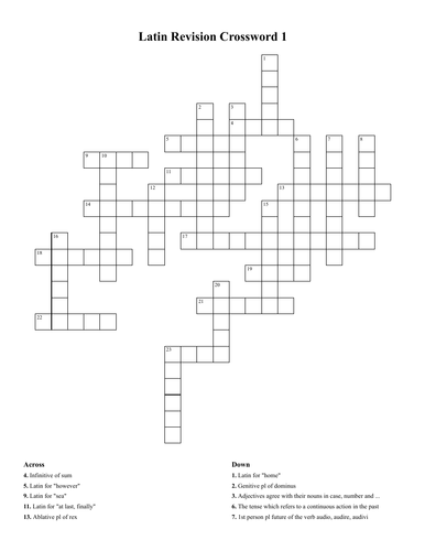 Latin Vocab 13+ or Year 9:  Crossword