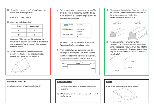 Volume of Prisms (Higher 1 -9)