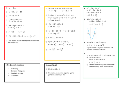 Solve Quadratic Equations (1-9)