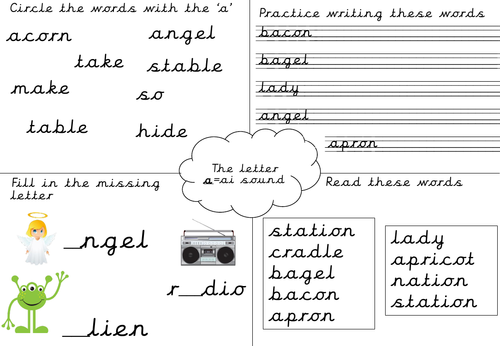 Phonics worksheet- a - alternative pronunciation