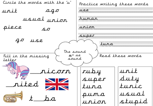 Phonics worksheet- u- Alternative pronunciation