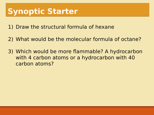Self study lesson on burning hydrocarbons