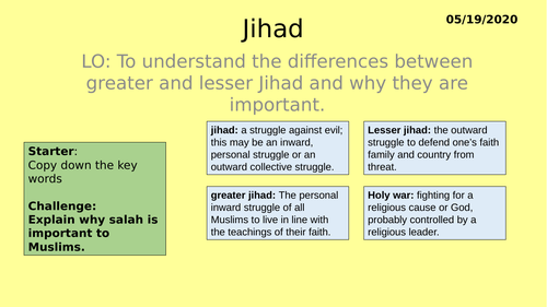 AQA GCSE RE RS - Islam Practices L7 Jihad