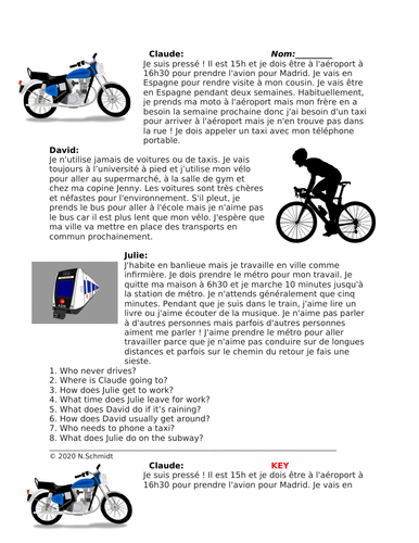 Le Transport Lecture: French Reading on Transportation