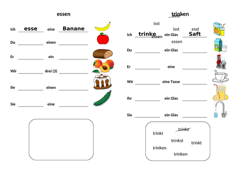  Essen  and Trinken Present  Tense Teaching Resources