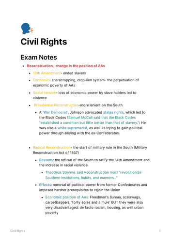 history a level coursework civil rights