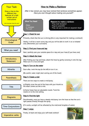 Analysing instruction Features - Make a Rainbow