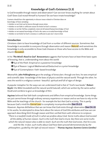 Knowledge of God's Existence (OCR RS 3.3)