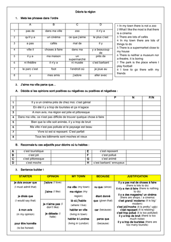 French Town & local area / ma ville - 15 Worksheets