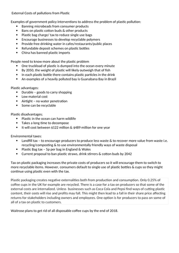 Externality cost of plastic