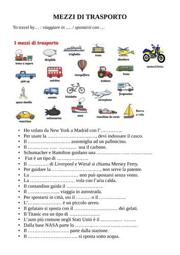 Means of transport in Italian / I mezzi di trasporto in italiano