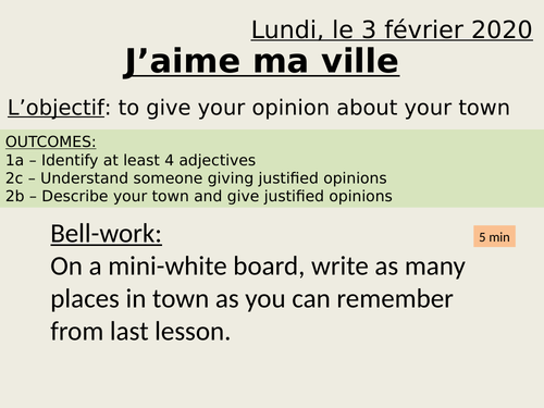 J'aime ma ville - Opinion of town - y7 French
