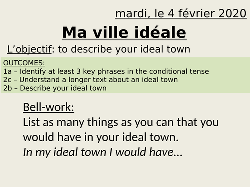 ma ville essay in french