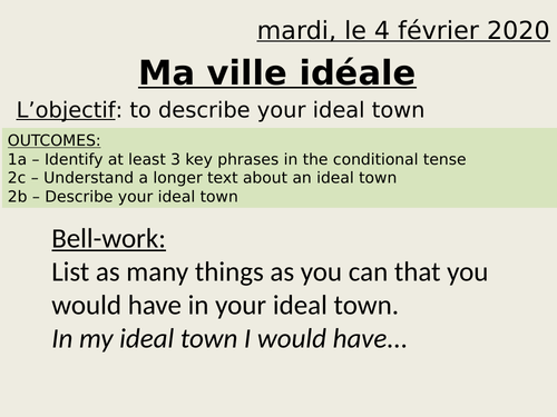 Ma ville idéale - my ideal town - y7 French