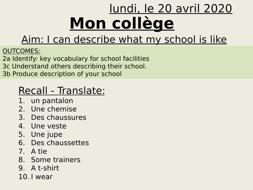 how to write a composition about your school in french