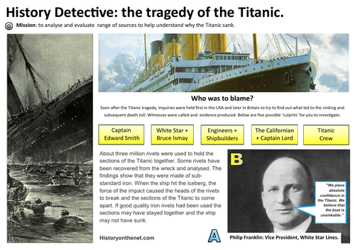 Titanic Investigation Sources + Activity