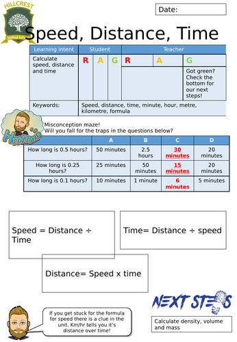 Speed worksheet
