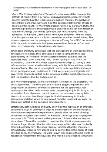 AQA Power and Conflict Poetry - Model Answer for Remains and War Photographer