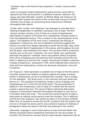 AQA Power and Conflict Model Answer - London and Exposure