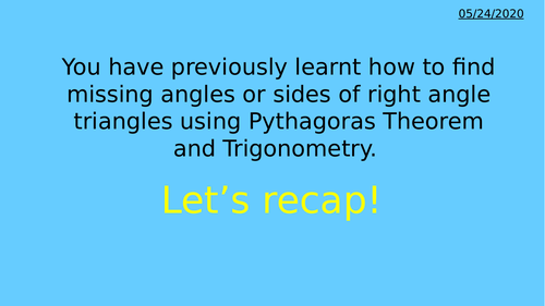 Pythagoras and Trigonometry recap lesson 1