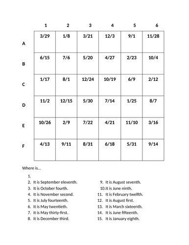 Fecha Date In Spanish Find It Worksheet Distance Learning