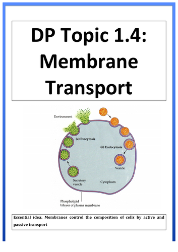 IBDP biology 2016 topic 1.4 membrane transport workbook