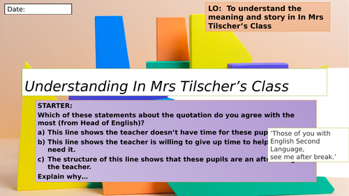 Lessons on Carol Anne Duffy's 'In Mrs Tilscher's Class' for CIE IGCSE 0475