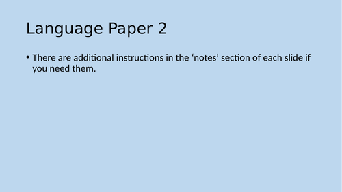 KS3 AQA Language paper 2- Home/distance  learning
