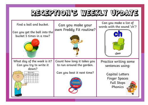 EYFS/Reception Home learning activity grids (lockdown 2020)