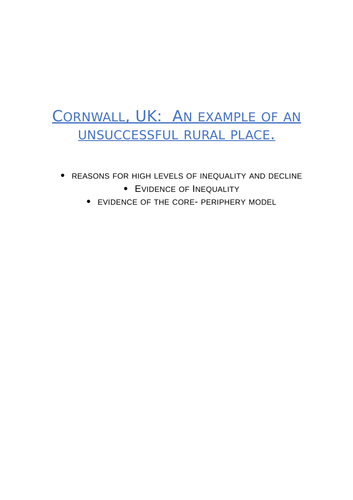 Geography- Unsuccessful Place Case Study